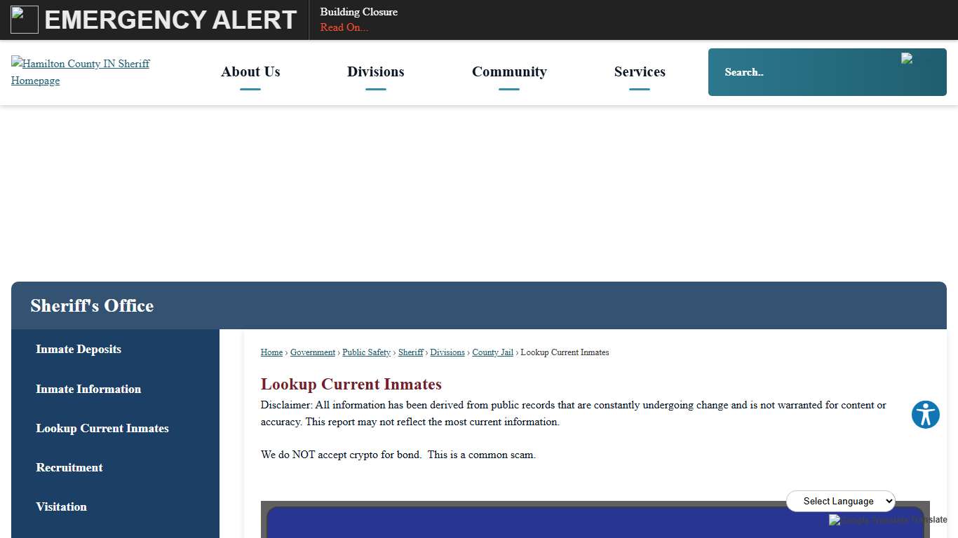 Lookup Current Inmates Hamilton County, IN