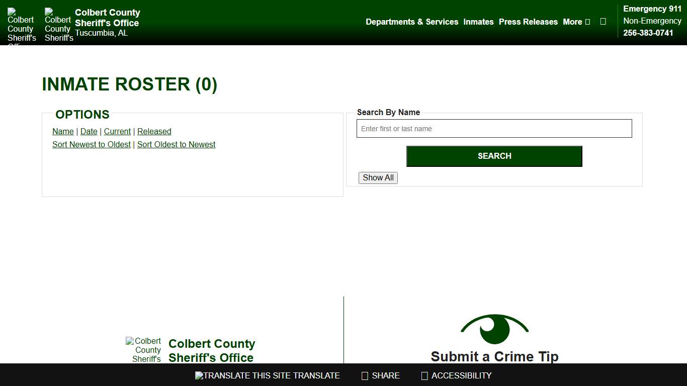 Inmate Roster - Released Inmates Booking Date Descending - Colbert County Sheriff AL